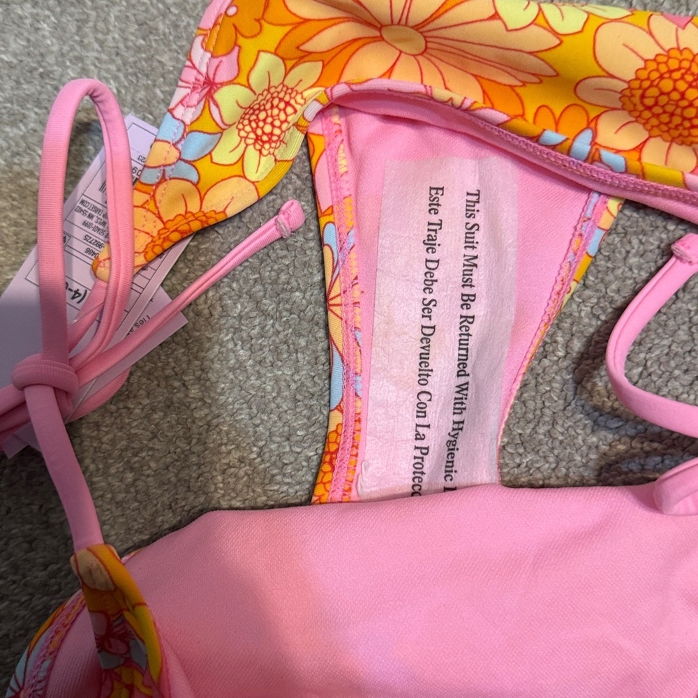 Wild Fable Pink Floral String Side Tie Swim Bikini Bottoms Size S - Picture 5 of 6